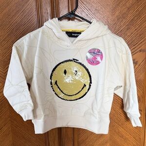 Desigual Smiley Cream Kids Hoodie with Sequin with reversible sequins size small